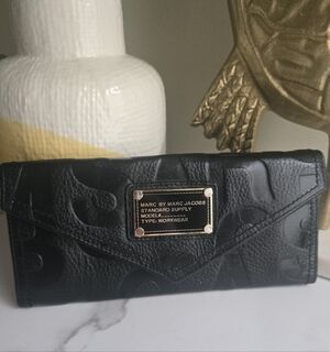 EUC Marc By Marc Jacobs Long Leather Flap Black Wallet Portfolio